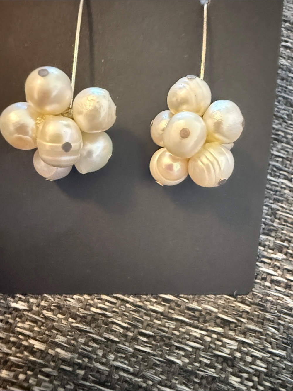 Earrings Pearl-like White Cluster Drop Women’s Jewelry - Picture 3 of 5